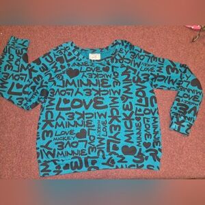 Mickey Loves Minnue Swratshirt Large Disney Boutique Teal And Black